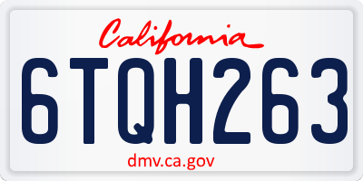 CA license plate 6TQH263