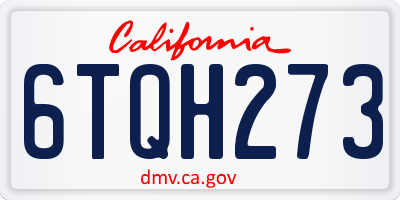 CA license plate 6TQH273