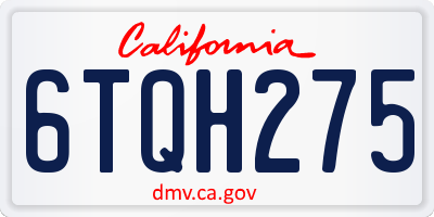 CA license plate 6TQH275