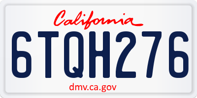 CA license plate 6TQH276