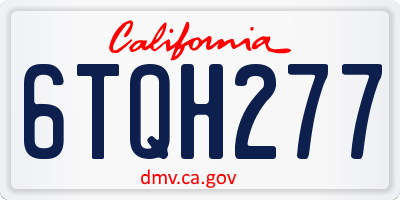 CA license plate 6TQH277