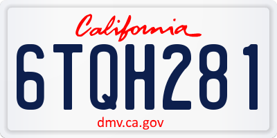 CA license plate 6TQH281