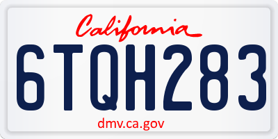 CA license plate 6TQH283