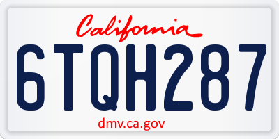 CA license plate 6TQH287
