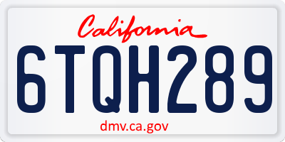 CA license plate 6TQH289