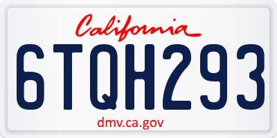 CA license plate 6TQH293