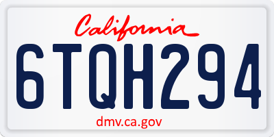 CA license plate 6TQH294