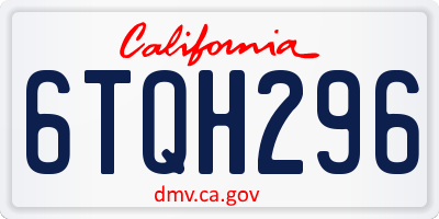 CA license plate 6TQH296