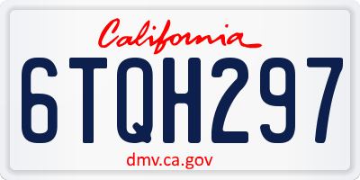 CA license plate 6TQH297