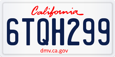 CA license plate 6TQH299