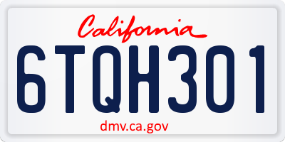 CA license plate 6TQH301