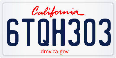 CA license plate 6TQH303