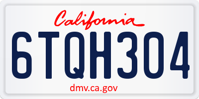 CA license plate 6TQH304