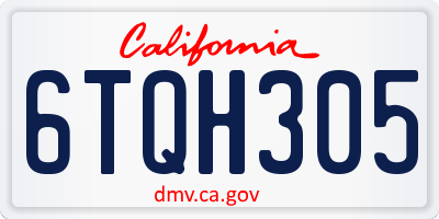 CA license plate 6TQH305