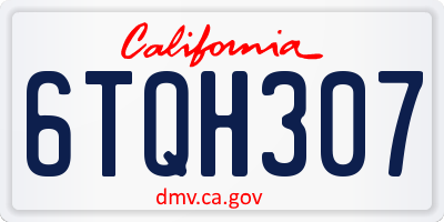 CA license plate 6TQH307