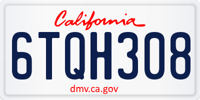 CA license plate 6TQH308