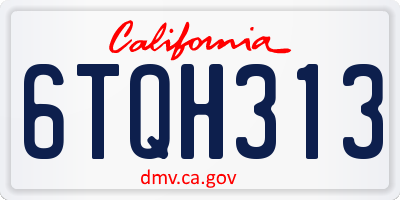 CA license plate 6TQH313