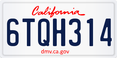 CA license plate 6TQH314