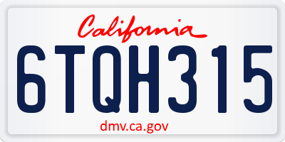 CA license plate 6TQH315