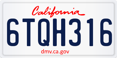 CA license plate 6TQH316