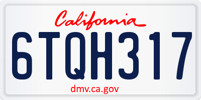 CA license plate 6TQH317