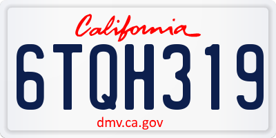 CA license plate 6TQH319