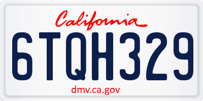 CA license plate 6TQH329