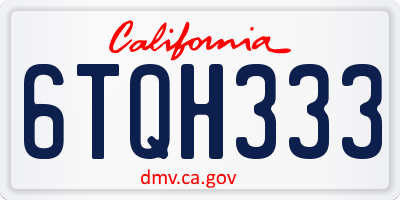 CA license plate 6TQH333