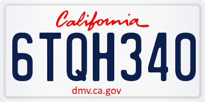 CA license plate 6TQH340