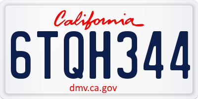 CA license plate 6TQH344