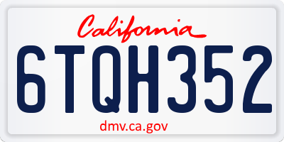 CA license plate 6TQH352