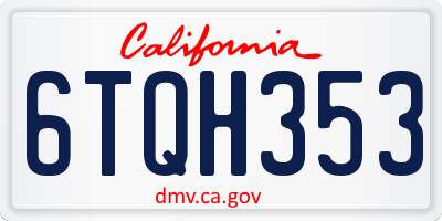 CA license plate 6TQH353