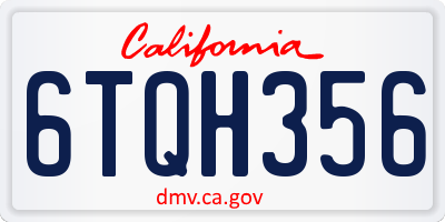 CA license plate 6TQH356