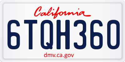 CA license plate 6TQH360