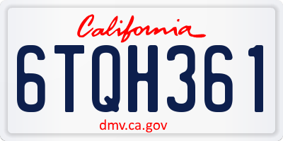 CA license plate 6TQH361