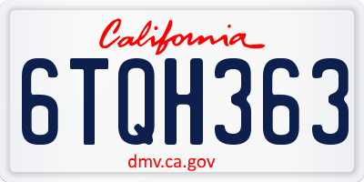 CA license plate 6TQH363