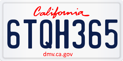 CA license plate 6TQH365