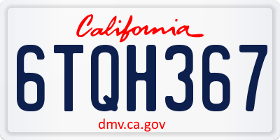 CA license plate 6TQH367