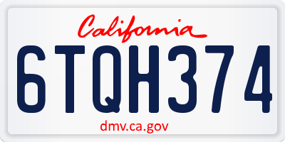 CA license plate 6TQH374