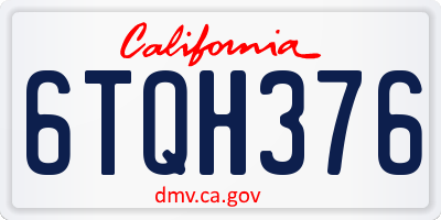 CA license plate 6TQH376
