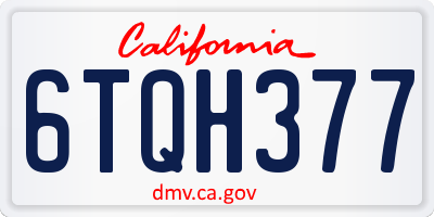 CA license plate 6TQH377