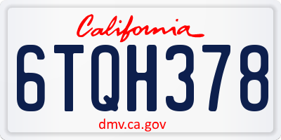 CA license plate 6TQH378