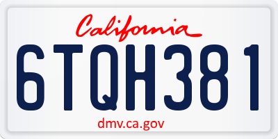 CA license plate 6TQH381