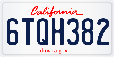 CA license plate 6TQH382