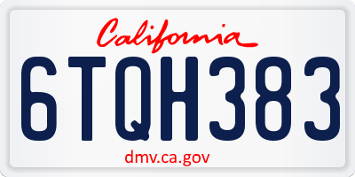 CA license plate 6TQH383