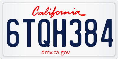 CA license plate 6TQH384