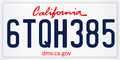 CA license plate 6TQH385