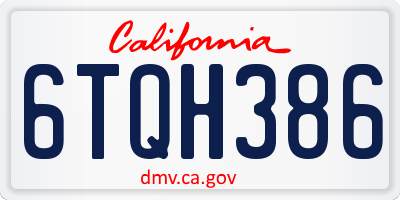 CA license plate 6TQH386