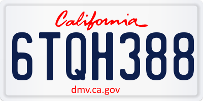CA license plate 6TQH388