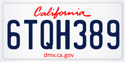 CA license plate 6TQH389